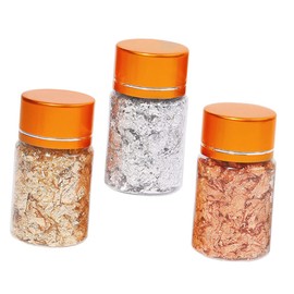 FRCOLOR Shiny Gold Foil Flakes for Nail Art 3g Each Glitter Nail Art Chrome Powder