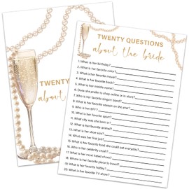 HQLOW Bridal Shower for Engagement Wedding Party, Bridal Shower Games 30 Guests - Twenty Questions About The Bride Game, Wedding Shower Games(Gold Champagne) -013