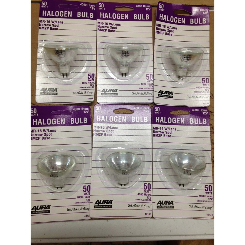 Aura MR16 halogen bulbs EXT w/LENS 50W 12V 6 PK