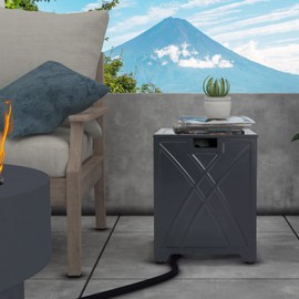 BAIDE HOME Propane Tank Cover Table, Square Propane Tank Holder Hideaway for 20 lb Propane Tanks, Gas Tank Storage Side Table - Carbon Gray