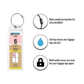 Cruise Tags - Narrow Cruise Ship Luggage Etag Holder with Zip Seal & Steel Loops for Royal Caribbean and Celebrity Cruises (4 Pack)