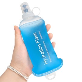 GYGYL 250ml Soft Flask, TPU Collapsible Soft Water Bottle for Hydration Pack, Running Vest, Leak-Proof Folding Water Bottle for Hiking Cycling Climbing Jogging-Blue