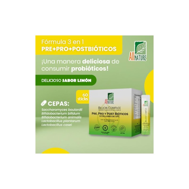 All Nature Billion Complex, Probióticos 10 Billones, Pre, Pro y