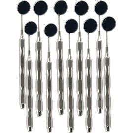 Set of 10 - Dental Mouth Mirrors #5 with Hollow Handle, Lightweight Handle Oral Inspection & Examination Mirrors with Handles - Single-Sided - German Stainless CE