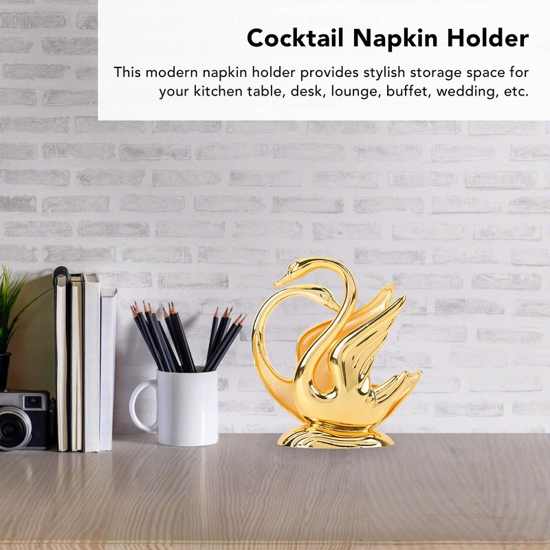 Swan Napkin Holder Golden Swan Design Rustproof Alloy Elegant Style