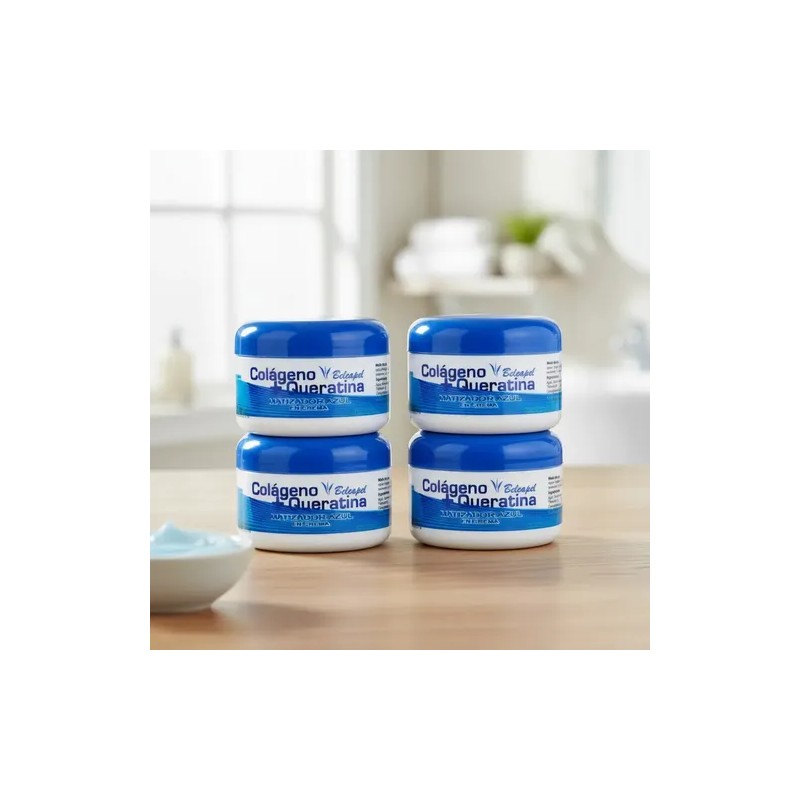 4pzas Matizador En Crema Azul Colágenoqueratina Belcapel