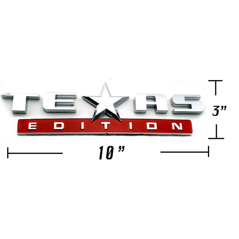 1 Count Silver+Red 3D Texas Edition Emblem compatible with Chevy
