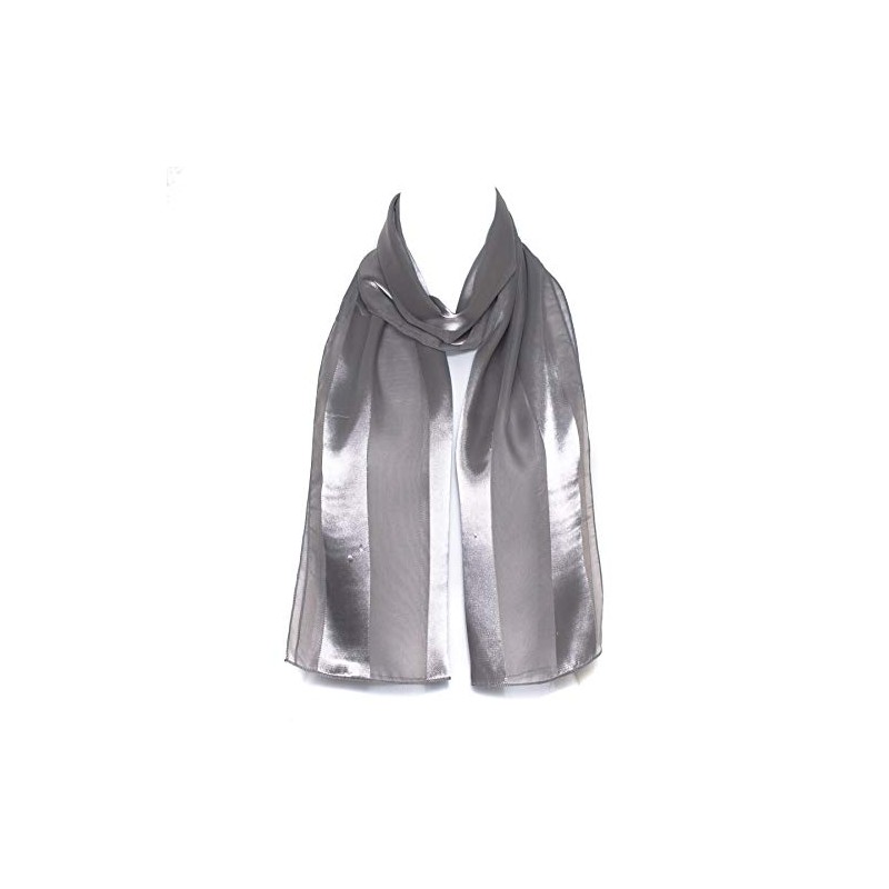 Hat To Socks Plain Elegant Chiffon Satin Scarf (Grey)