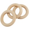MUKLEI 80 PCS 55mm Natural Wood Rings, Unfinished Round Wooden