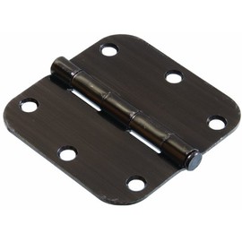 The Hillman Group 852591 3-1/2-Inch Residential Door Hinge with 5/8-Inch Round Corner Removable Pin Full Mortise, Pewter