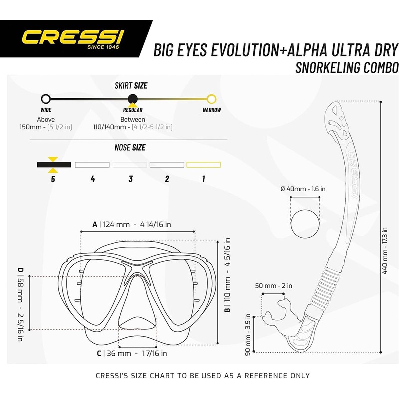 Cressi Unisex's C/Set Big Eyes Evolution+Alpha/UD Snorkeling/Diving Combo, Black/Blue, One