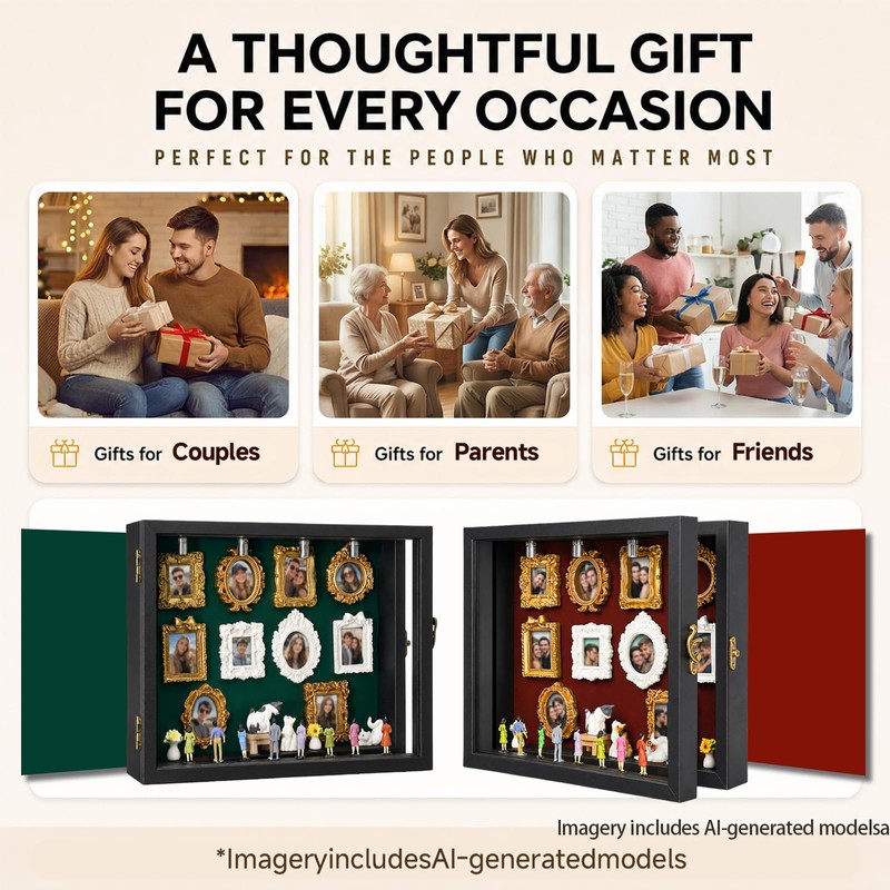 DIY Mini Museum Silhouette Box Frame Set with 8pcs Figurines