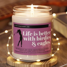 Funny Golfer Candle for Her - Life is better with birdies & eagles - Above Average Golfer Gift, Mothers Day, BFF Golf Buddy, Christmas Golfer Gift, 9 oz. Large Candle (White Sage + Lavender)