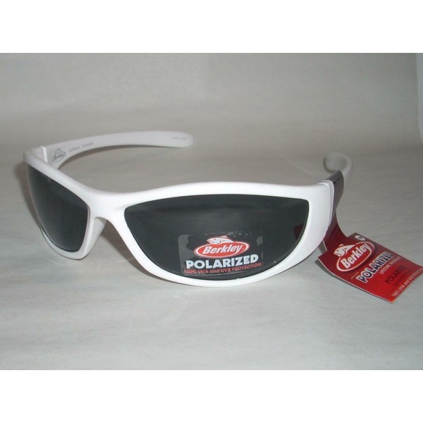 Berkley Polarized White Sunglasses Norman Smoke Lens 100% UVA/UVB Protection