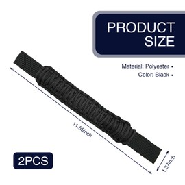 Sephile 2 PCS Car Seat Headrest Grab Handle, 11.65" x 1.37" Paracord Braided Durable Rear Passenger Safety Grabber, Body Balance Assist Accessory, Universal for Cars Off-Road Vehicle (Black)