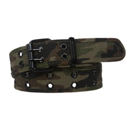 Double Hole Grommets Canvas Web Belt, Camouflage | l (35"~37" waist)