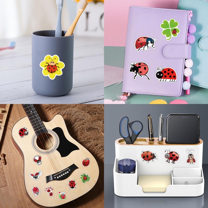 55pcs Cute Ladybug Stickers for Kids, Waterproof Lady Bug Stickers