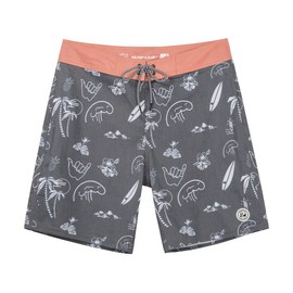 SURF CUZ Men's Vintage Cruzer Stretch Boardshorts Chino Shorts Swim Shorts Without Mesh Liner Swim Trunks,Pink Doodle,38