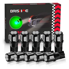 BRISHINE 194 LED Bulbs Extremely Bright Green 5630 Chipsets 168 2825 175 T10 W5W LED Replacement Bulbs for Car Interior Dome Map Door Courtesy Trunk License Plate Lights(Pack of 10)