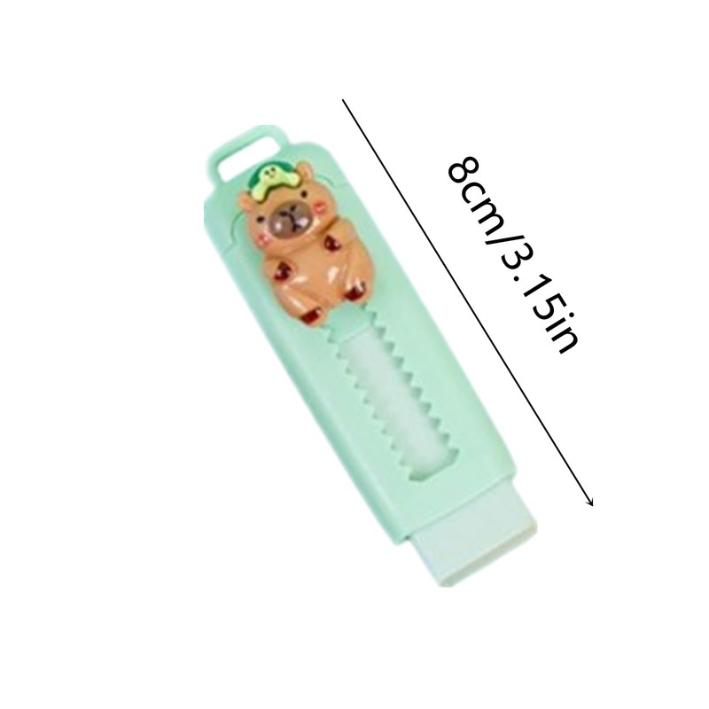 2 Pcs Retractable Pencil Eraser Cute Capybara Sliding Push Pull