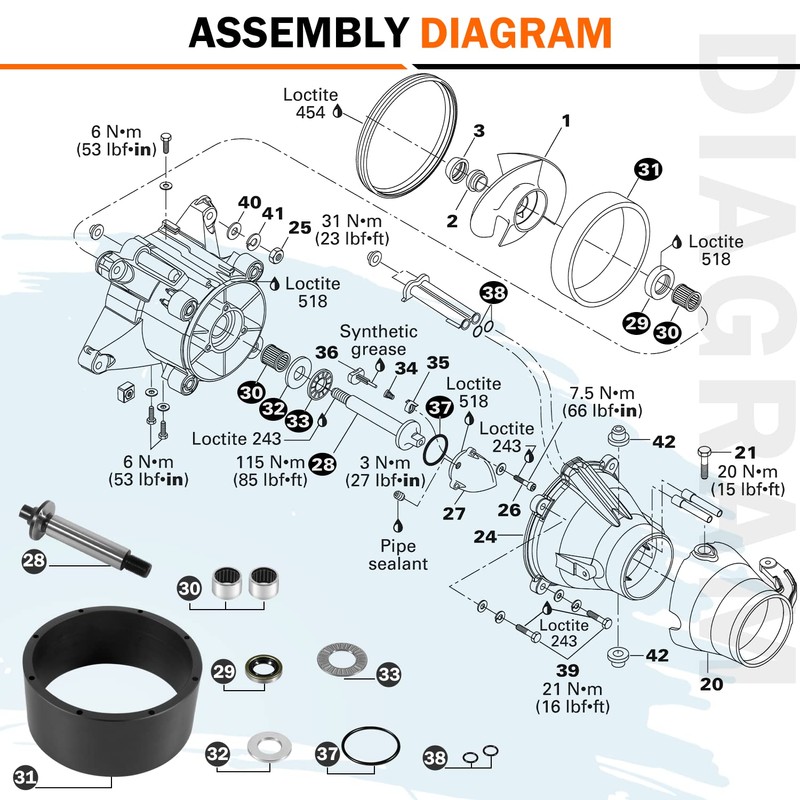 Complete Jet Pump Rebuild Kit and Impeller Removal Installation Tool