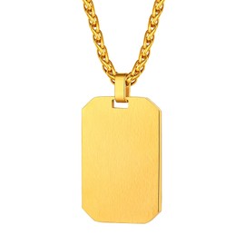 Richsteel 18K Gold Plated Dog Tag Necklace Men's Military Stainless Steel Jewelry Father's Day Gift