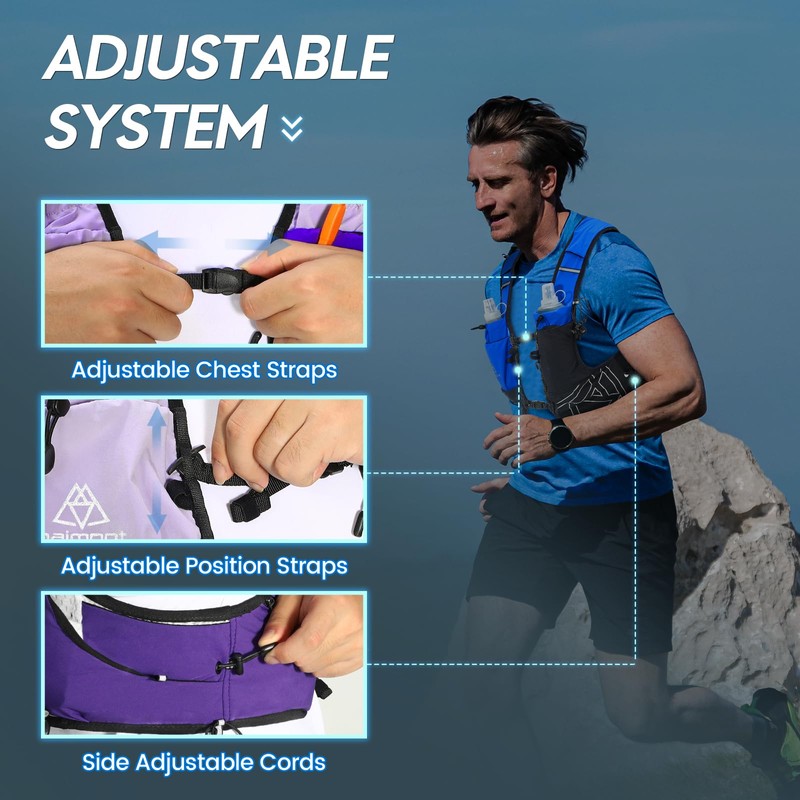 Haimont Men's Running Vest with 2 Water Bottles, 500 ml,