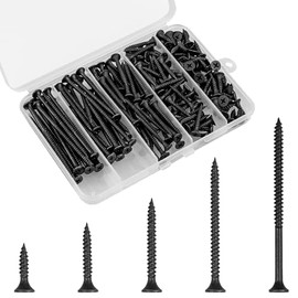 Kit de surtido de tornillos de madera FVOLREM, 168 piezas, juego de tornillos Phillips de alta dureza, tornillos de madera de cabeza plana negros, acero al carbono, 5 tamaños, tornillos autorroscantes