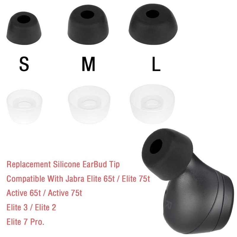 Replacement Soft Silicone Earbuds Tips Compatible with Jabra Elite 65t
