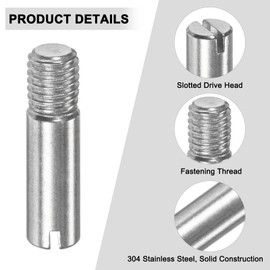 M METERXITY 10-Pack M8 x 30mm Slotted Cylindrical Pin Dowel, 304 Stainless Steel External Thread Locating Dowel Parallel Pins for Metal Devices/Wooden Projects [Silver Tone]