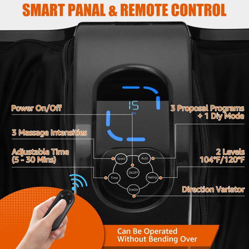 Luxury Foot Massager w/Heat,Deep Kneading + Remote,Gift for Parents/Elders