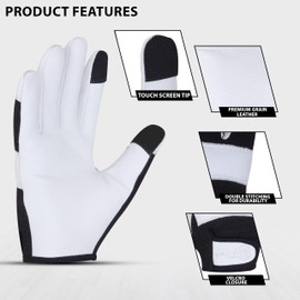 Escort Tools® Heavy Duty Leather Gardening Work Gloves, Thorn Proof, Touch Screen, Utility Safety Working Gloves Breathable, Tear Resistant, High Dexterity Mechanic Gloves Unisex (Black, XL)