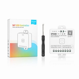 SuperLightingLED SP530E WiFi Bluetooth LED Controller, PWM SPI Compatible with Single Color, CCT, RGB, RGBW, RGBCCT LED Strips & LED Sheets, Smart Voice Control with Alexa & Google Home, DC 5V 12V 24V