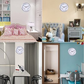 Vigorwise 8 Inch Wall Clock with Temperature & Humidity, Battery Operated Aluminum Frame Wall Clocks, Sweep Silent Movement Accurate Clocks, Decorative for Home Housewarming