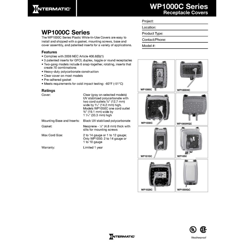 Intermatic WP1050 Double Gang 4-3/4" Depth Weatherproof in-Use Cover, Clear
