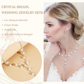 Prom Necklace Earrings Wedding Earrings Necklaces for Brides Prom Dresses 2024 Costume Jewelry for Women Rhinestone Prom Jewelry Sets