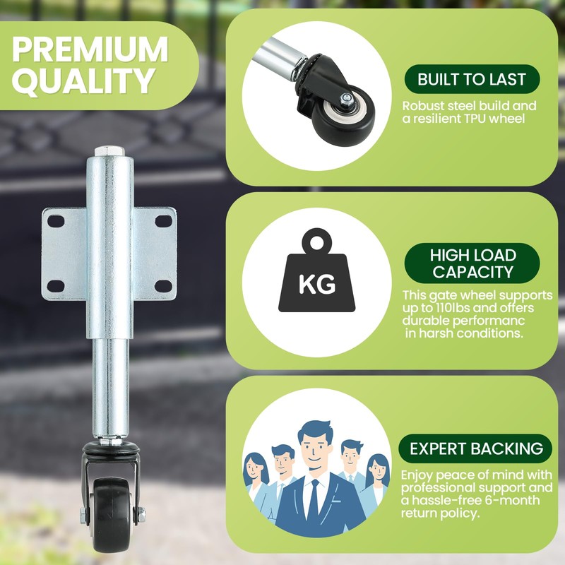 AMGSH 2" Spring Loaded Gate Caster, 2 PCS 2-1/2" Heavy