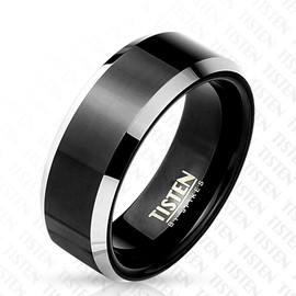 Tapsi´s Coolbodyart® Tisten Titanium Black Tungsten Ring 8mm Wide High Gloss Polished Rounded Edge Ring - Available Ring Sizes J to Z Available, Titanium