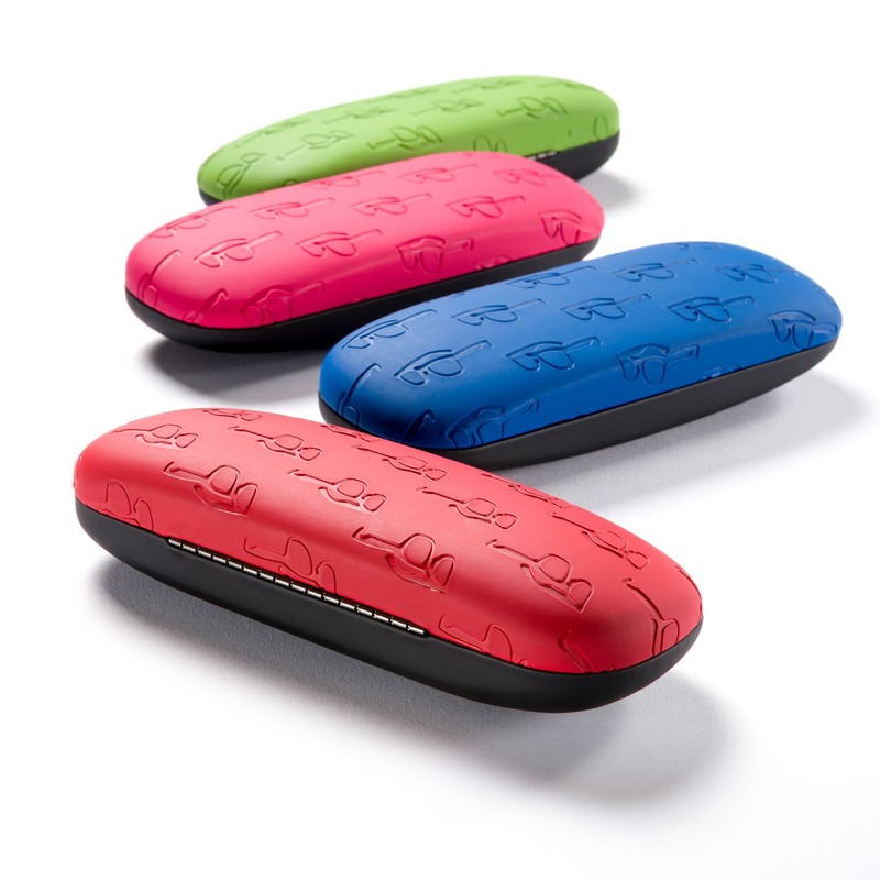 FEFI Hardcase Glasses Case Soft Touch Embossed Glasses Design (Red)