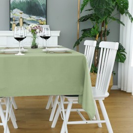 FOLINS&HOME Sage Green Rectangle Tablecloth - 60 x 84 Inch Light Green Wrinkle Free Waterproof Polyester Table Cloths, Spillproof 210 GSM & Washable Table Cover for Party, Banquet, Oblong/Rectangular