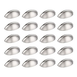 Probrico 20 Pack Cabinet Bin Cup Drawer Handles Pulls Kitchen Cabinet Door Hardware Satin Nickel 3 Inch(76mm) Hole Center Semicircle Cup Dresser Closet Furniture Door Pulls