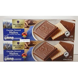 Deutsche Kuche Chocolate Flavored Wafers with a hazelnut crème filling 6.17oz 175g (Two Boxes)