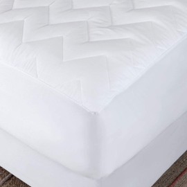 Waterguard Quilted Cotton Mattress Pad - California King Size - Soft, Comfortable, and Fluffy Mattress Pad - Waterproof Mattress Protector Stretched 15" for Snug Fit on Regular Sized Mattress