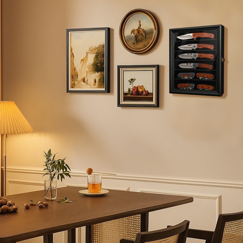 DecoWoodo Knife Display Case with HD Tempered Glass & Removable