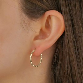British Jewellery House Gold Oval Creole Earrings for Women, Gold Twist Oval Hoop Earrings, Gold Hoop Earrings For Women, Gift for Her, Gift for Mom, One Size