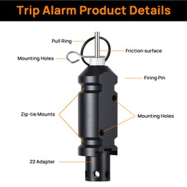 Updated Perimeter Trip Alarm, Camping Trip Wire Alarm Device(Included 22.Adapter), Early Warning Security System for Outdoor Camp Safe Bear Deterrent d Property Safety, Black (2 Pack)