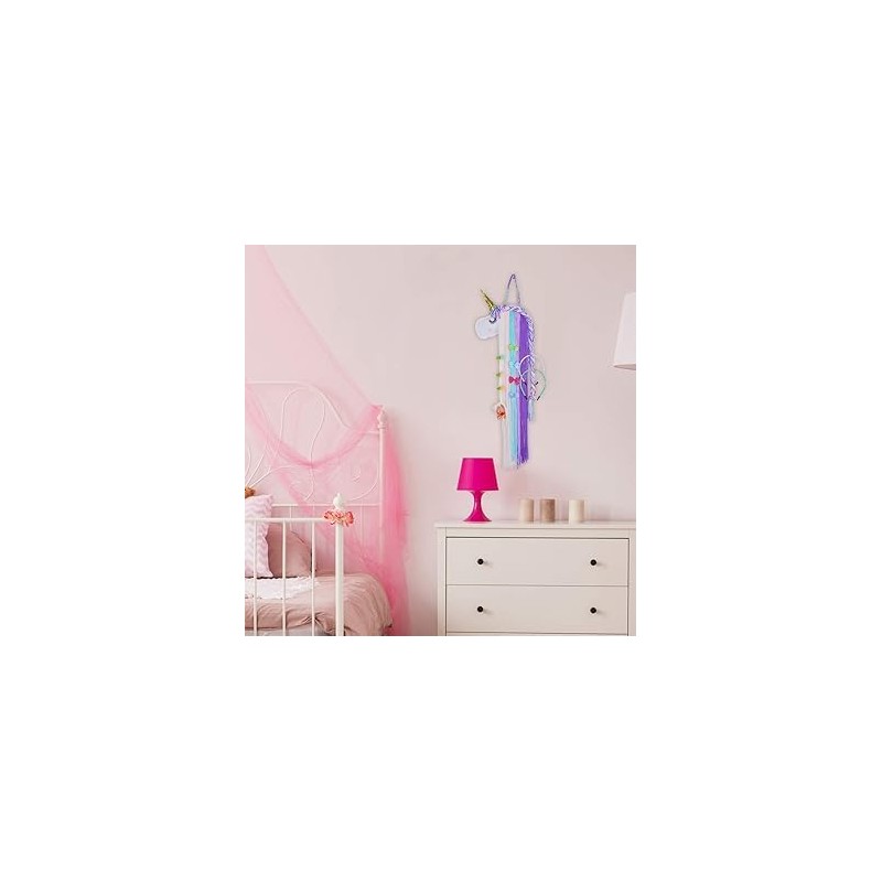 Unicorn Hair Clips Holder With Rainbow Yarn Tassels Hair Bows