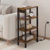 TUTOTAK Narrow Side Table with Charging Station,Small End Table with