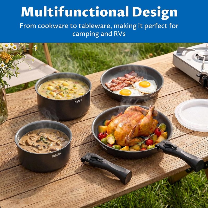 BEZIA Induction Cookware with Healthy Ceramic Coating, Nonstick Pots and