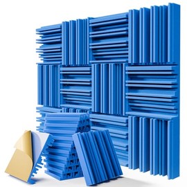 12 Pack Sound Proof Foam Panels for Walls, 12" x 12" x 2" Self-Adhesive Acoustic Panels, High-Density Soundproof Wall Panels for Studio Home and Ceilings (Blue)